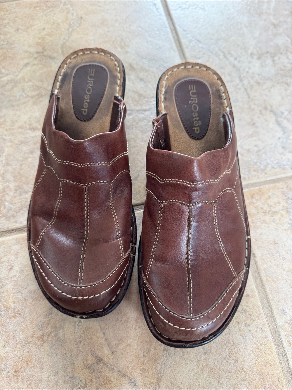 Eurostep women’s Brown Leather Slip-On Mules
